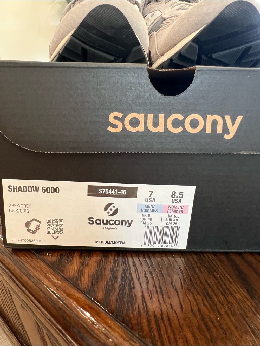 Saucony Shadow 6000 Taupe and Charcoal Suede & Mesh Sneakers - Picture 5 of 7